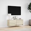 vidaXL TV Wall Cabinet with LED Lights Sonoma Oak 100x31x35 cm