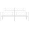 vidaXL Metal Bed Frame without Mattress with Footboard White 180x200cm