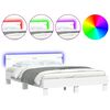 vidaXL Bed Frame with LED without Mattress White 150x200 cm King Size