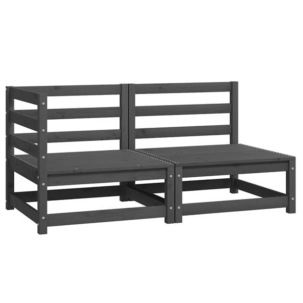 vidaXL 2 Piece Garden Lounge Set Grey Solid Pinewood