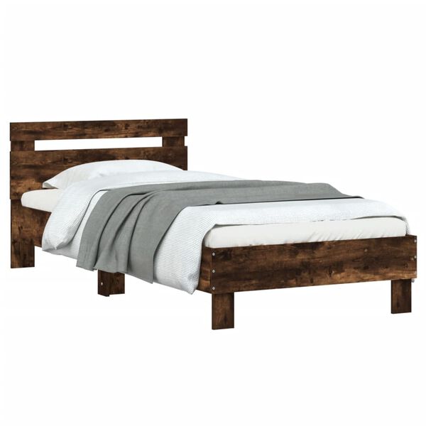 vidaXL Bed Frame without Mattress with Headboard Smoked Oak 90x200 cm