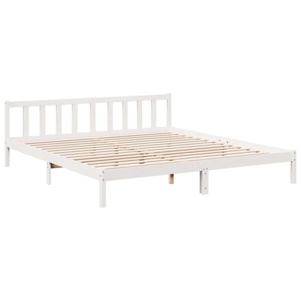 vidaXL Extra Long Bed Frame without Mattress White 200x220 cm Solid Wood Pine