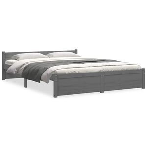 vidaXL Bed Frame without Mattress Grey Solid Wood 135x190 cm Double Double