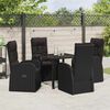 vidaXL Garden Dining Set with Cushion 5 pcs Black Poly rattan