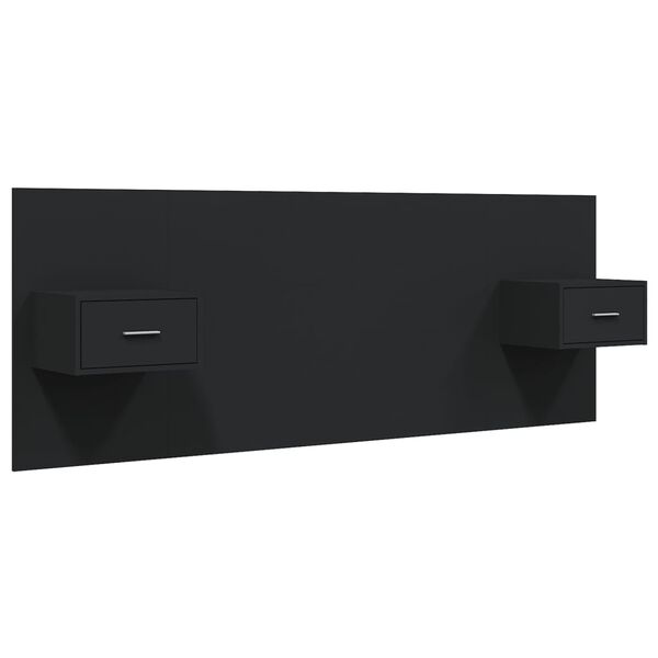 vidaXL Bed Headboard with Cabinets Black Engineered Wood
