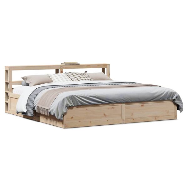 vidaXL Bed Frame with Headboard 200x200 cm Solid Wood Pine