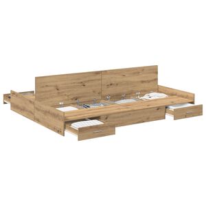 vidaXL Storage Bed Frame Artisan Oak 150 x 200 cm Engineered Wood
