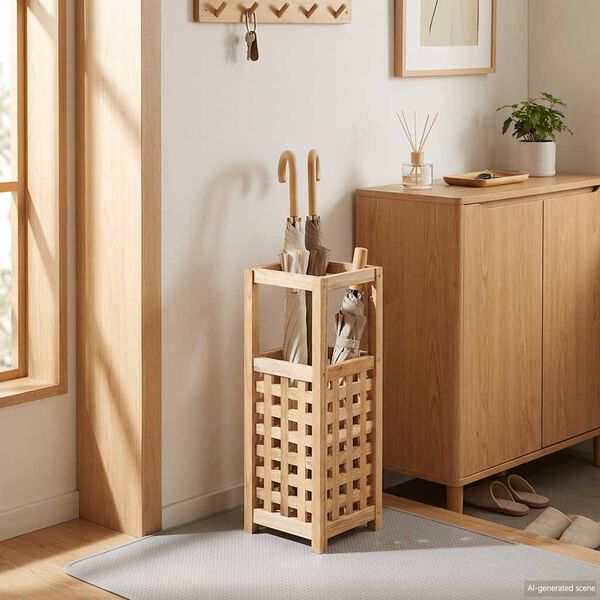 vidaXL Umbrella Stand Solid Walnut Wood 18x18x50 cm