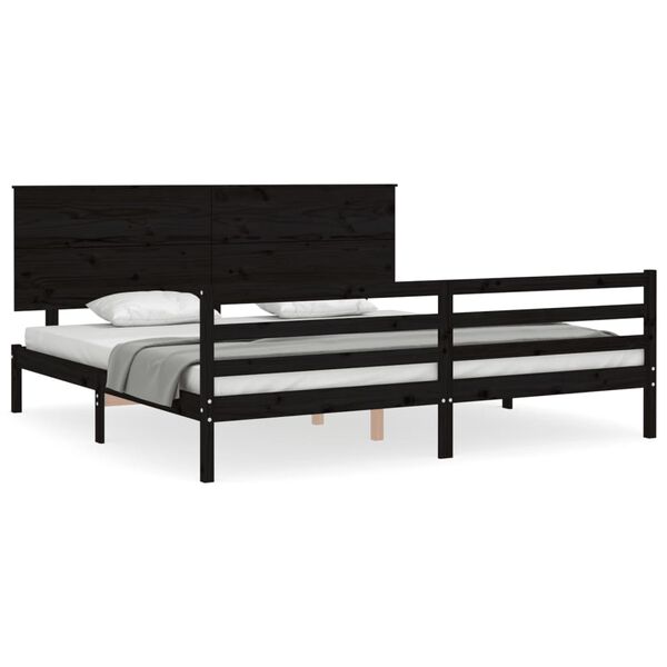 vidaXL Bed Frame without Mattress Black 200x200 cm Solid Wood