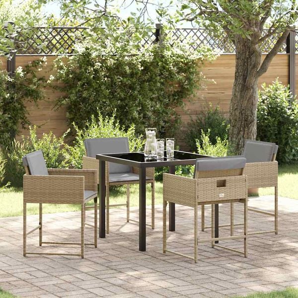 vidaXL Garden Dining Set 5 pcs Beige Poly Rattan