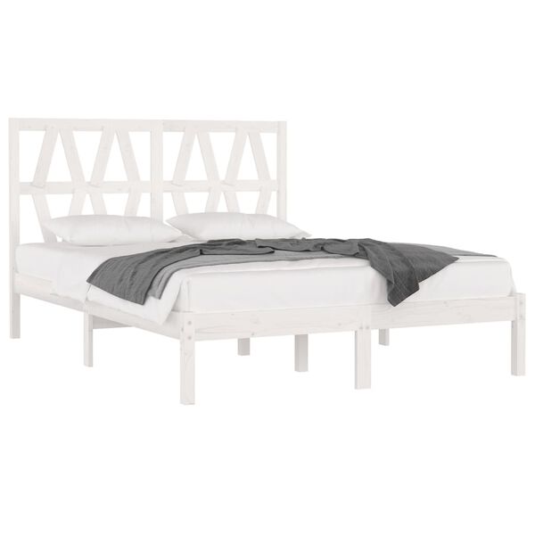 vidaXL Bed Frame without Mattress White Solid Wood Super King
