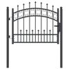 vidaXL Fence Gate with Spear Top with Lock Grey 103 x 75 cm Steel