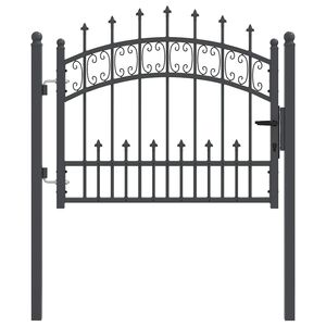 vidaXL Fence Gate with Spear Top Black 103x75 cm Powder-coated Steel