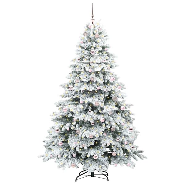 vidaXL Artificial Christmas Tree with 300 LEDs Green 210 cm PE and PVC