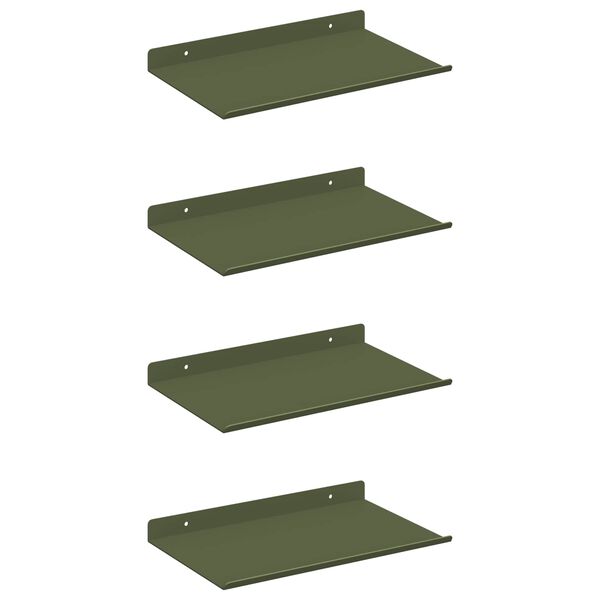vidaXL Floating Shelf 4 pcs Olive Green 30 x 18 x 2.5 cm Steel
