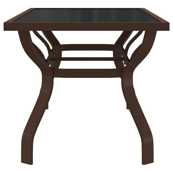 vidaXL Garden Table Brown and Black 180x80x70 cm Steel and Glass
