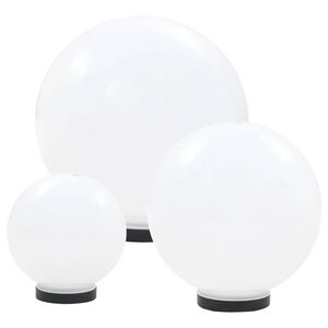 vidaXL LED Bowl Lamp Set 3 Pieces Spherical 20/30/40 cm PMMA