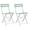 vidaXL Garden Folding Chair 2 pcs Light Mint Metal