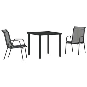vidaXL Garden Dining Set 3 pcs Black Textilene and steel
