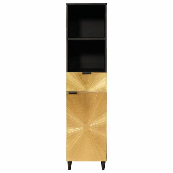 vidaXL Bathroom Cabinet with Drawer Black and Gold 38 x 33 x 160 cm