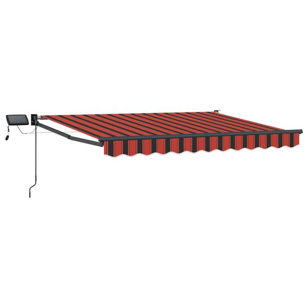 vidaXL Manual Retractable Awning with LEDs Orange and Brown 3 x 2.5 m