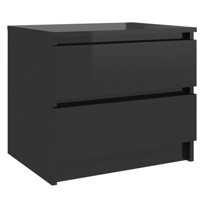 vidaXL Bed Cabinet High Gloss Black 50x39x43.5 cm Engineered Wood