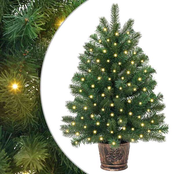 vidaXL Artificial Christmas Tree with 150 LEDs Green 65 cm PE and PVC