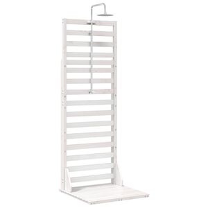 vidaXL Outdoor Shower 225 cm Solid Pine Wood and Stainless Steel White