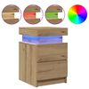 vidaXL Bedside Cabinet with LED Artisian Oak 35x39x55 cm Engineered Wood