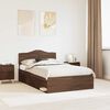 vidaXL Bed Frame with Headboard Brown Oak 120 x 190 cm Solid Pine Wood