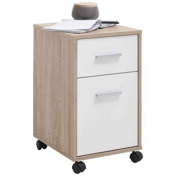 FMD Mobile Drawer Cabinet Oak and White