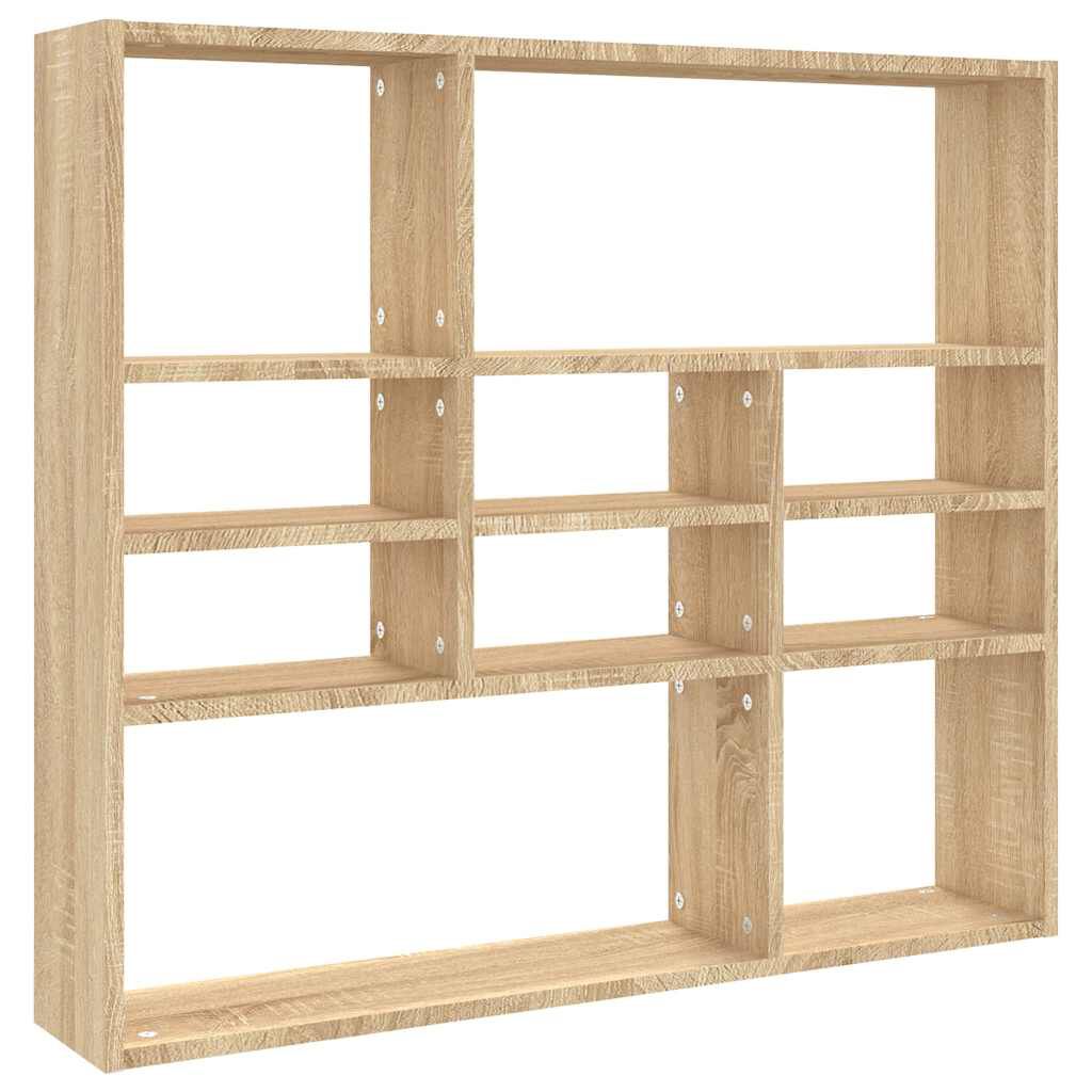 vidaXL Wall Shelf Sonoma Oak 90x16x78 cm Engineered Wood | vidaXL