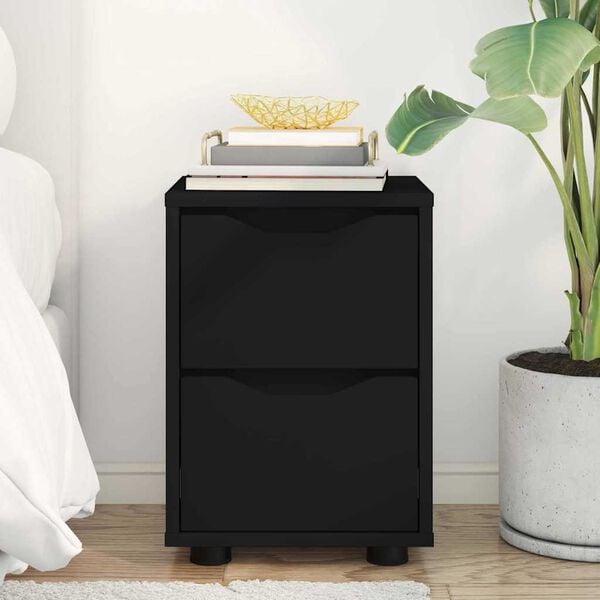 vidaXL Bedside Table Black 30.5 x 30 x 43 cm Engineered Wood