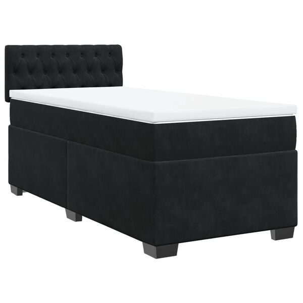 vidaXL Box Spring Bed with Mattress Black 90x200 cm Velvet