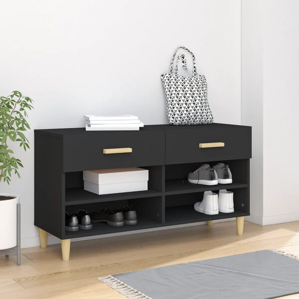 vidaXL Shoe Cabinet Black 102x35x55 cm Engineered Wood