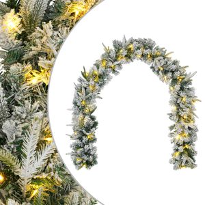 vidaXL Christmas Garland Green and White 270 cm PVC and PE 50 LEDs
