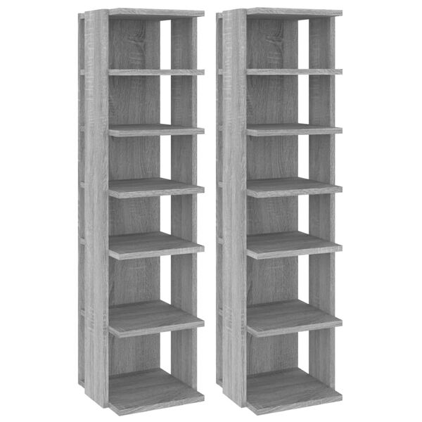 vidaXL Shoe Racks 2 pcs Grey Sonoma 27.5x27x102 cm Engineered Wood