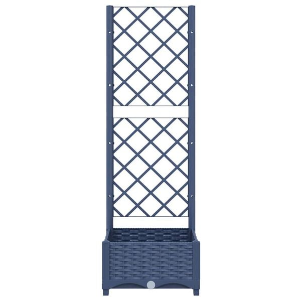 vidaXL Garden Planter with Trellis Blue Grey 40x40x121.5 cm PP