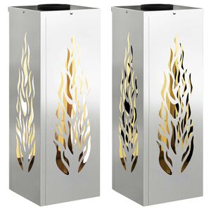 vidaXL Solar LED Pathway Light 2 pcs Silver Galvanized Steel