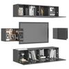 vidaXL 6 Piece TV Cabinet Set High Gloss Grey Engineered Wood