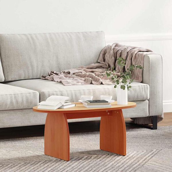 vidaXL Coffee Table Wax Brown 80 x 40 x 35 cm Solid Pine Wood