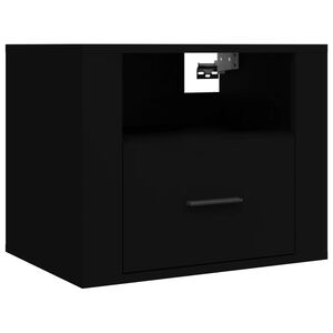 vidaXL Wall-mounted Bedside Cabinet Black 50x36x40 cm