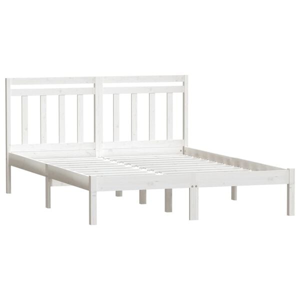 vidaXL Bed Frame without Mattress White King Size Solid Wood
