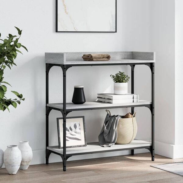 vidaXL Console Table with Shelves Grey Sonoma 75x30x80 cm