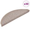 vidaXL Stair Mats 30 pcs 56x17x3 cm Light Brown Half Round