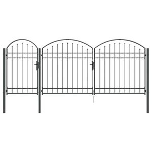 vidaXL Garden Fence Gate with Arched Top ASSEN 400 x 100 cm Steel Grey