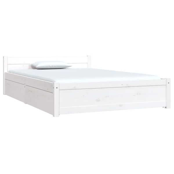 vidaXL Bed Frame without Mattress with Drawers White Small Double