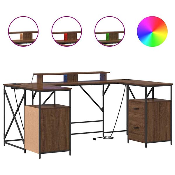 vidaXL Desk with Drawer Brown Oak 182 x 101 x 87.5 cm Engineered Wood