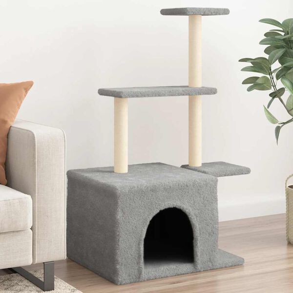 vidaXL Cat Tree with Sisal Scratching Posts Light Grey 110 cm