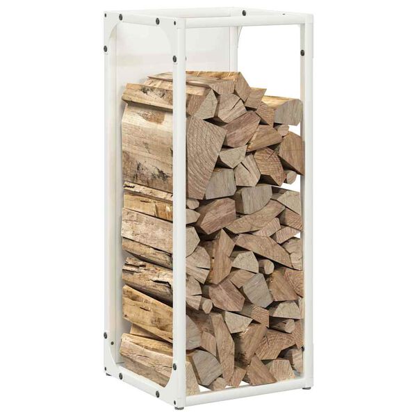 vidaXL Firewood Rack White 25x25x60 cm Cold-rolled steel